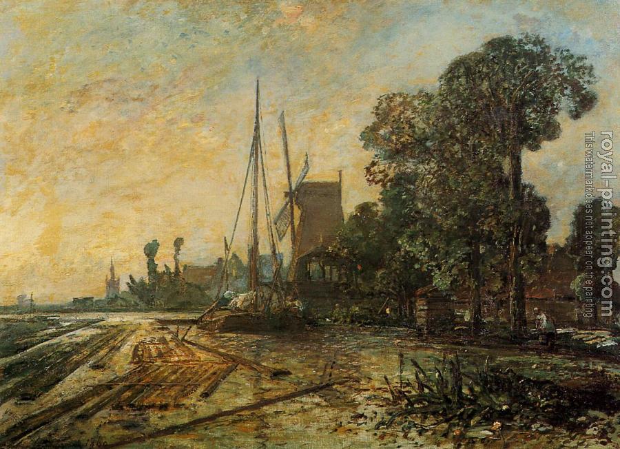 Johan Barthold Jongkind : Windmill near the Water